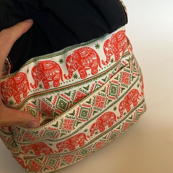 Elephant Print Mini Backpack Orange Green - Picture 2 of 8